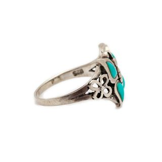 Antique Vintage Deco Mid Century Modern Sterling Silver Turquoise Ring Sz 5.  75 5