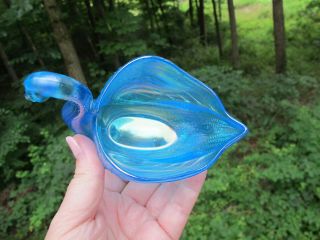 Dugan CELESTE BLUE ANTIQUE CARNIVAL ART GLASS SWAN PASTEL - GLORIOUS SALT DIP 5