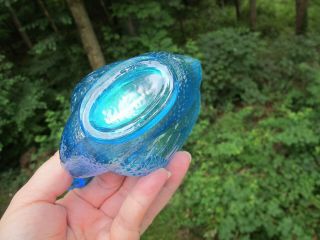 Dugan CELESTE BLUE ANTIQUE CARNIVAL ART GLASS SWAN PASTEL - GLORIOUS SALT DIP 8