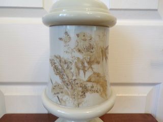 BIG Victorian Hinks ? opaque Glass Oil Lamp Urn Drop In Font base 4