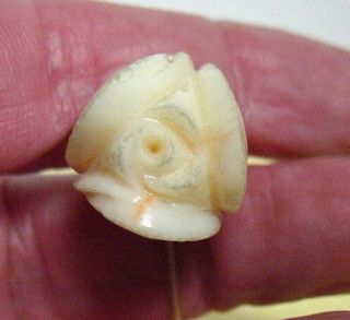 ANTIQUE 14K GOLD CARVED CORAL ROSEBUD STICK PIN VERY LARGE 7.  2 GRAMS 2