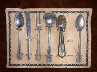 Antique Miniature Doll Spoon Fork Utensil Set Made In Germany 3