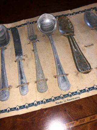 Antique Miniature Doll Spoon Fork Utensil Set Made In Germany 4