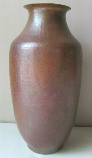 Antique Arts Crafts Hand Hammered Copper Vase 8 " Tall Mission Prairie