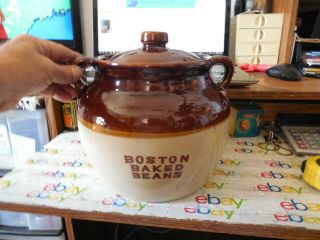 Vintage Boston Baked Beans Pot W/lid Pottery 1940 