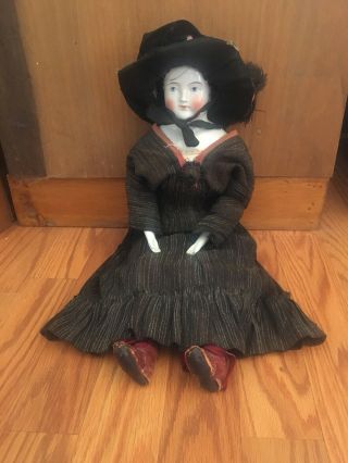 Antique Flat Top China Head Doll 19 Inch