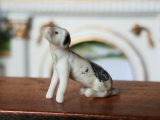 Antique Dollhouse Miniature Porcelain Figure Dog 1:12