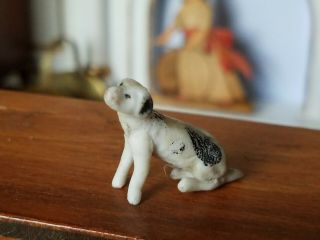 Antique Dollhouse Miniature Porcelain Figure Dog 1:12 2