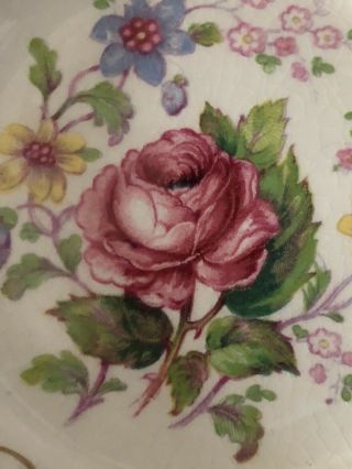 Antique Myott Porcelain Staffordshire England Pink Rose Green Fruit Bowl Set 4