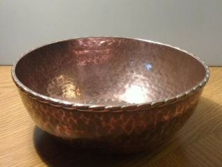 Arts And Crafts Hand Planished Copper Bowl By Bernard Wood Leicester.