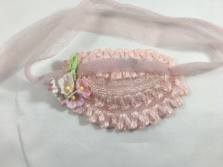 Vintage Pink Ginny Hat With Flocked Flowers - With Many Outfits (no Doll)