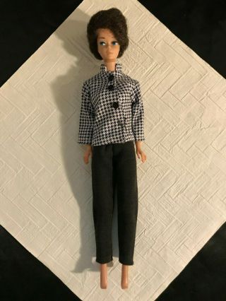 1960s MOD Barbie Clone 2 pc Outfit - B&W Houndstooth JACKET & Black PANTS 4