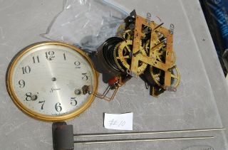 Antique Sessions Brass Clock Movement,  Dial Glass Door,  Hands,  Chime Rods (10)
