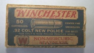 Antique Winchester.  38 Colt Police Amunition Cardboard Box (empty)