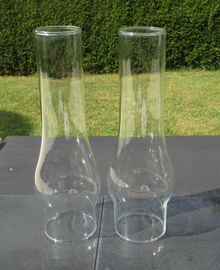 2 X Modern Round Bulge Glass Oil Lamp Chimneys 65mm 2 1/2 " Fit Duplex Burners