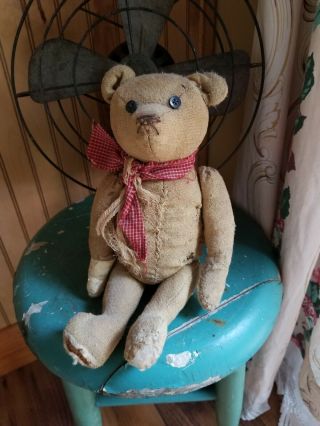 Antique Teddy Bear,  Jointed,  Well Loved,  11 Inches.  Sweet & Charming Features.
