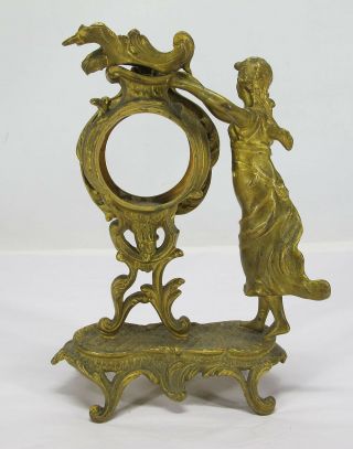 Antique 19th c French Dore/Ormolu Gold Gilt Ornate Clock Case Nouveau Girl yqz 5