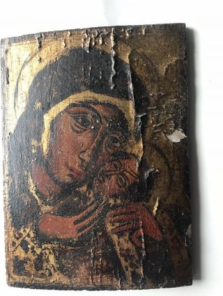 Antique Vintage ? Old Russian Icon Hand Painted Wood Panel