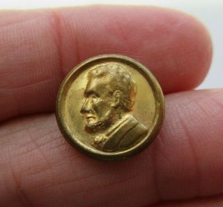 Wonderful Small Antique Vtg Metal Picture Button President Abe Lincoln 5/8 " (p)