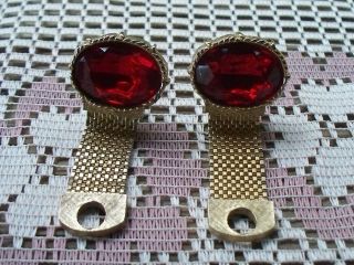 Swank Vintage Mens Cuffkinks Large Ruby Red Glass Stones Wrap Around Estate