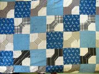 Vintage Hand Pieced 19th Century Mourning Fabrics BOW TIE Quilt TOP,  Needs TLC 3