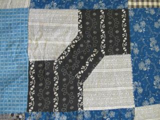 Vintage Hand Pieced 19th Century Mourning Fabrics BOW TIE Quilt TOP,  Needs TLC 4