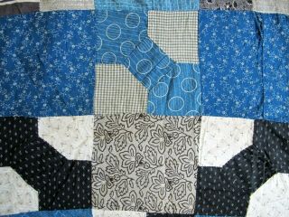 Vintage Hand Pieced 19th Century Mourning Fabrics BOW TIE Quilt TOP,  Needs TLC 6