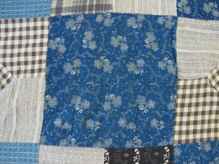Vintage Hand Pieced 19th Century Mourning Fabrics BOW TIE Quilt TOP,  Needs TLC 7