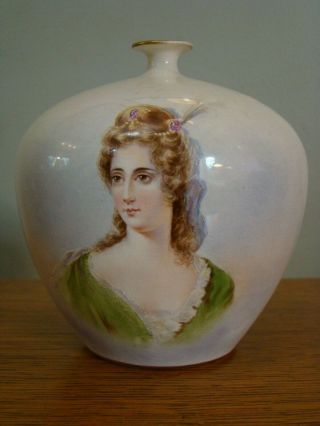 Antique Royal Bonn Germany Painted Lady Unusual Shaped Vase Registration Marks