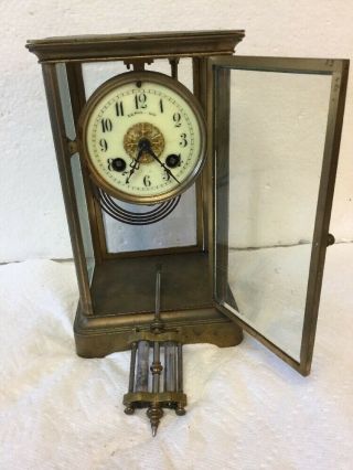 Antique S Marti French Crystal Regulator Clock With N G Wood & Sons Dial France