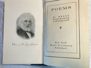=Antique Longfellows Poems by Henry Wadsworth Longfellow Decorative Book H 3