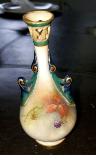 Antique Royal Worcester Porcelain Vase With Retticulated Top marked 214 H11 - 38 3