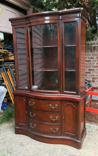 Antique Mahogany China Cabinet,  Bow Front Curved Glass, .