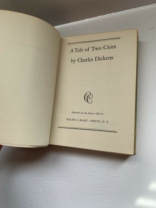 A Tale of Two Cities By Charles Dickens Classics Club Hard Cover Antique Book 3