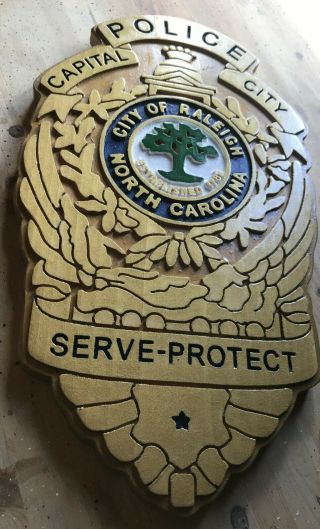 Police Raleigh Sheriff Badge 3d Routed Carved Wood Patch Plaque Sign Custom