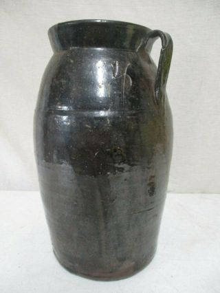 Antique North Carolina Pottery 4 Gallon Crock 16.  5 " X 10 " W Double Handle No Cra