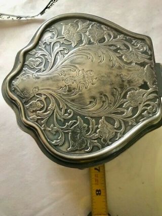 Vtg Derby Silver Co Box footed silver - plate trinket box 3