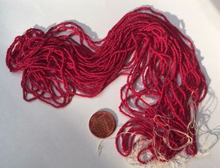 Antique Micro Seed Beads - 14/0 - 16/0 Rich Deep Velvet Red Opaque - 3g Hanks - 30 Bpi