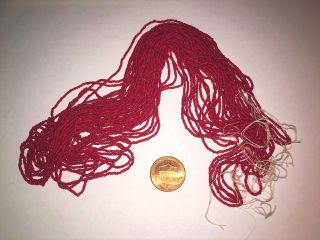 Antique Micro Seed Beads - 14/0 - 16/0 Rich Deep Velvet Red Opaque - 3g hanks - 30 bpi 2