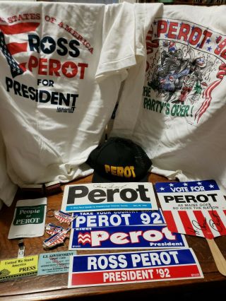 Ross Perot Reform Party 1992 Election Hat Bumper Stickers Autographs Shirts