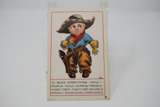 Vintage Antique Bernhardt Wall Illustrator Little Cowboy Kids Postcard