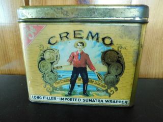 Antique 1896 Cremo Cigars Lithograph Tin Box / Factory No.  50 1st Dist.  Of Pa