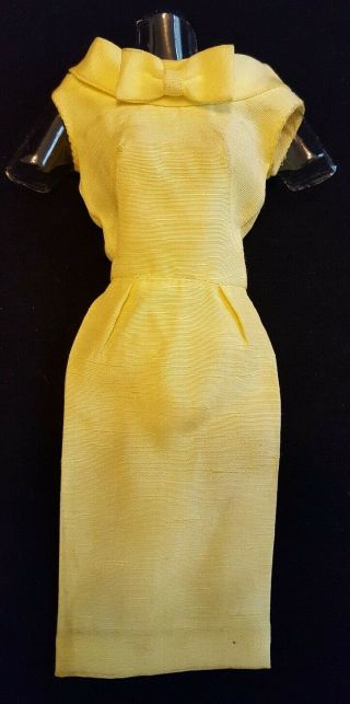 Vintage Barbie Dark Yellow Silk Sheath Pak Dress 1962 Rare