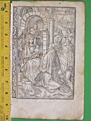 Rare Boh Leaf,  Miniature,  Adoration Of The Magi,  Border Scenes,  Etc.  Ca.  1515