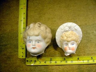 2 X Excavated Vintage Victorian Painted Doll Head Germany Kister Age 1860 12941