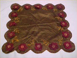 Vintage Antique Style Project Embroidered Applique Silk Royal Society Pillow Top