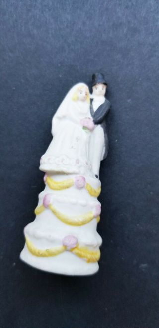 Vintage Bisque Wedding Cake With Bride And Groom Ontop.  Posssibly 1930,  S?