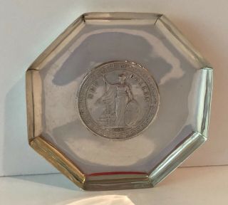 1930 Hong Kong China British Trade Dollar Silver Coin Sterling Trinket Dish