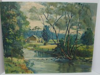 Outstanding Vintage Landscape Oil Painting Signed S.  Wolf On Board