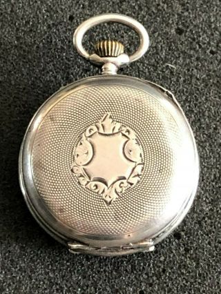 Antique Swiss German 800 Silver Pocket Watch & Massive 5 Foot Chain FOB Necklace 4